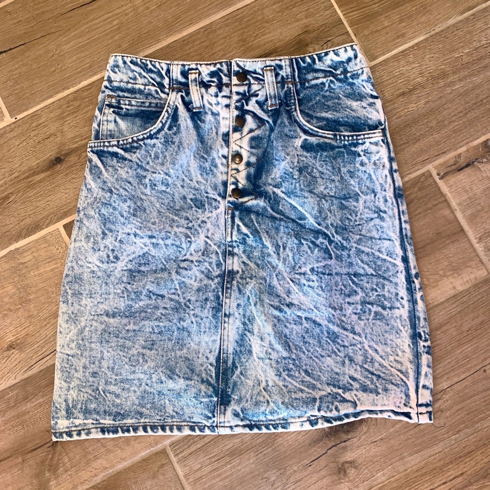 Vintage Buzios No Problem Acid Wash Jean Skirt 7/8